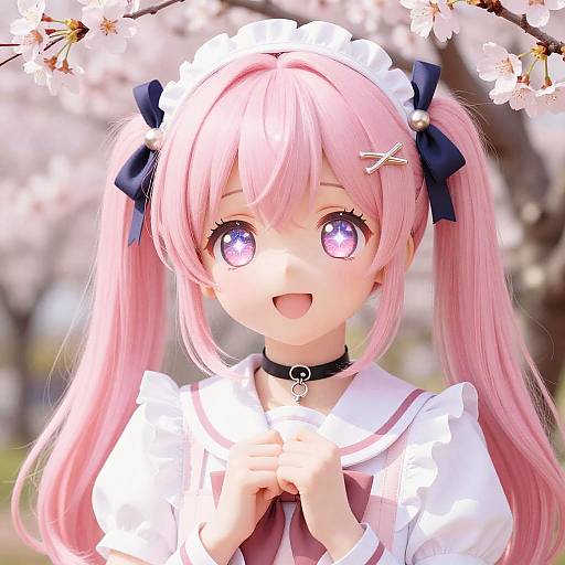 Cute Uwu Anime Girl in Cherry Blossoms