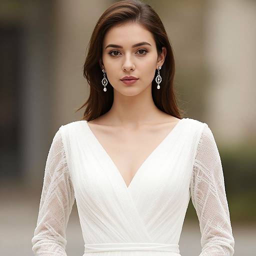 Realistic Winter Wedding Dress Portrait