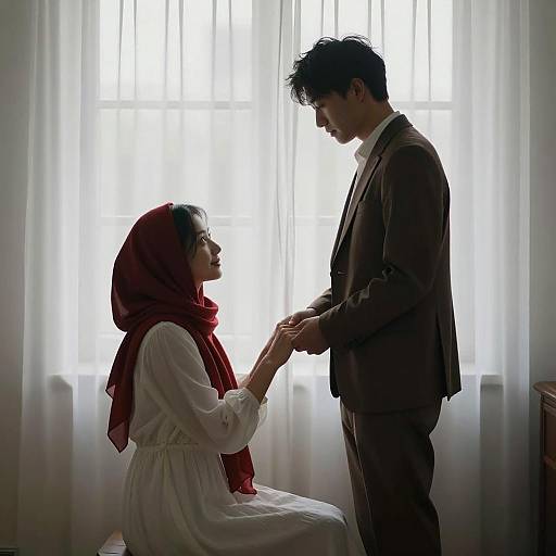 Romantic Silhouette of a Couple by Window