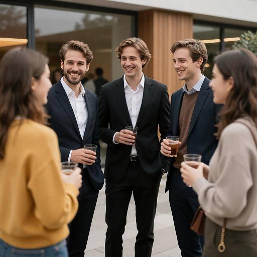 Outdoor Event with Smiling Friends