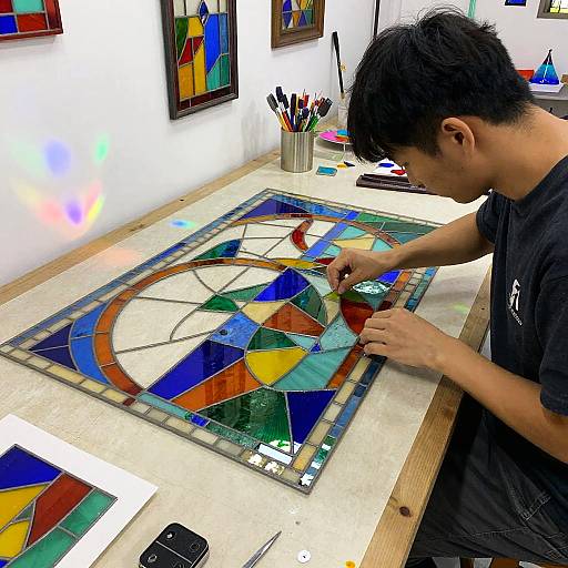 Vibrant Stained Glass Mosaic Creation