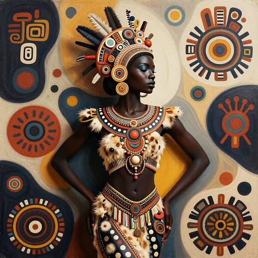 Abstract African Woman with Ornate Tribal Attire