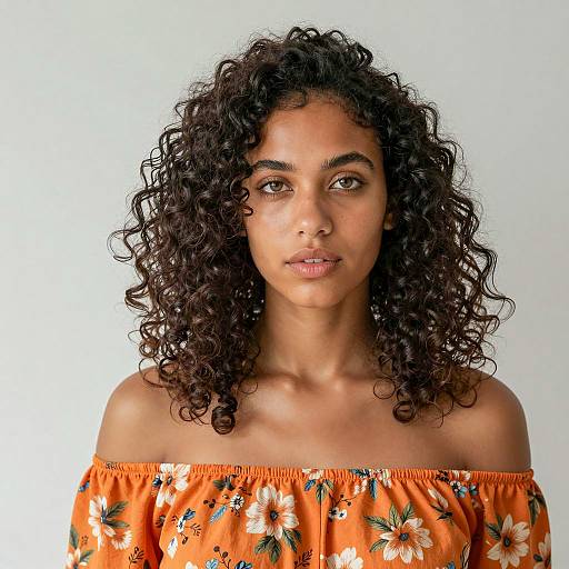 Young Woman in Floral Dress Portrait