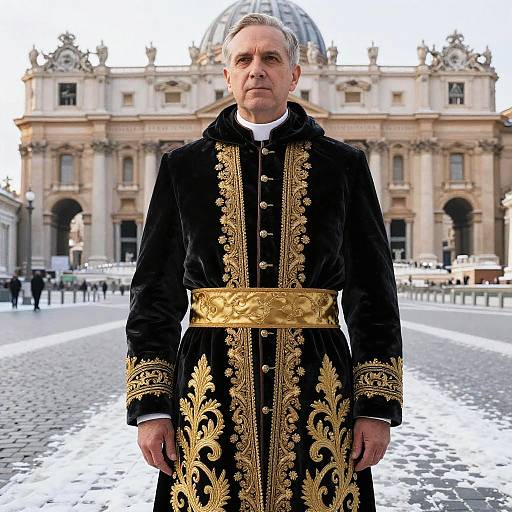 Pope in Winter Coat at Vatican