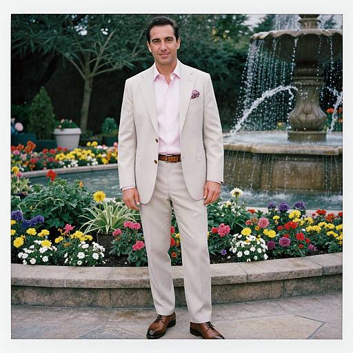 Man in Stylish Suit in Garden
