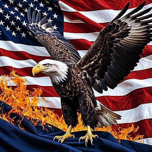 Majestic Eagle Emerging From Flag