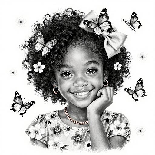 Radiant Black Girl with Butterflies