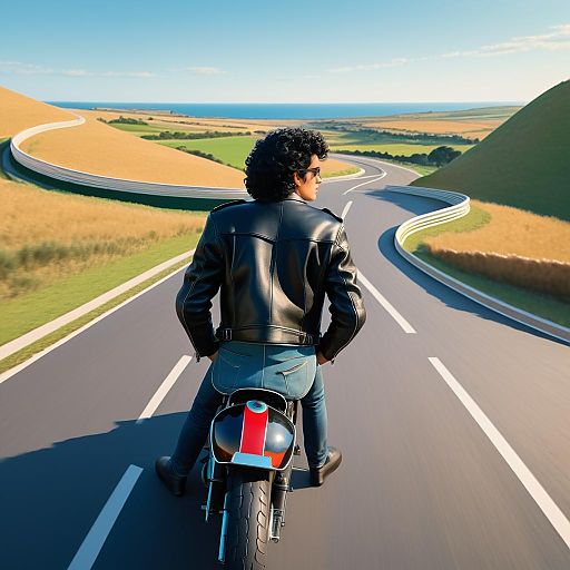 Young Man Enjoys Thrilling Motorcycle Race Young Man Enjoys Thrilling Motorcycle Race