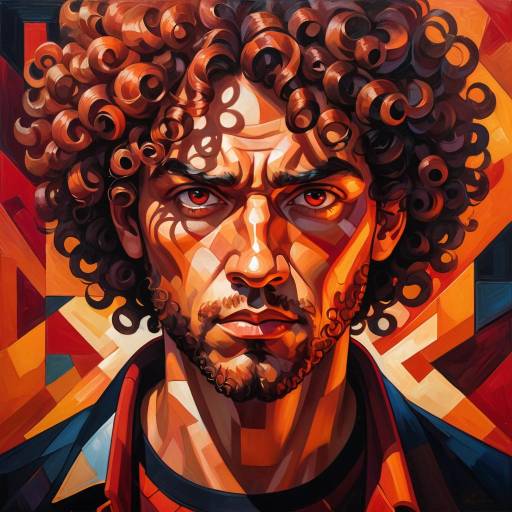 Intense Cubism Portrait with Dramatic Lighting