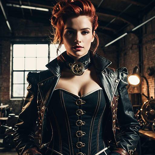 Steampunk Fashion Model in Industrial Loft