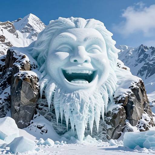 Colossal Ice Sculpture Amid Mountains