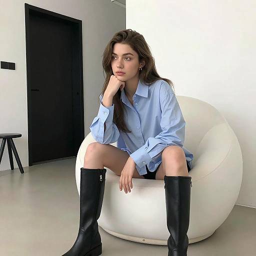 Young Woman in Minimalist Room