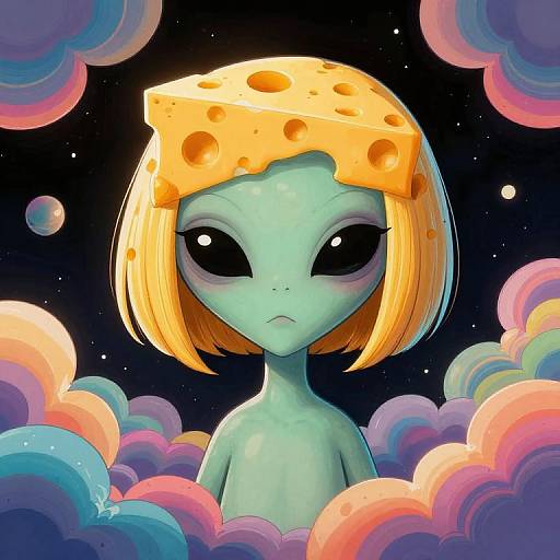Ethereal Comic Alien in Colorful Space
