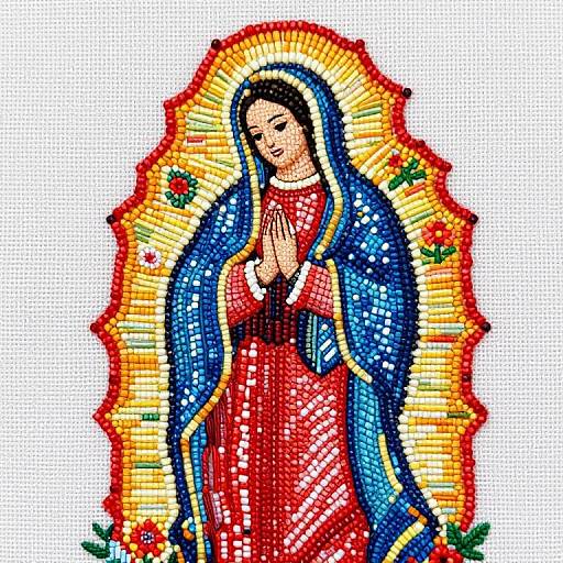 Bead Embroidery Virgin Mary Artwork