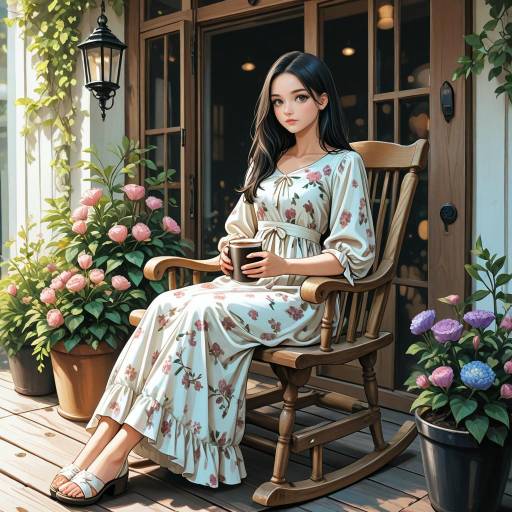 Contemplative Woman in a Floral Dress