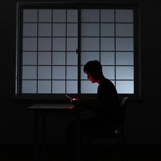 Silhouetted Man in Dimly Lit Room