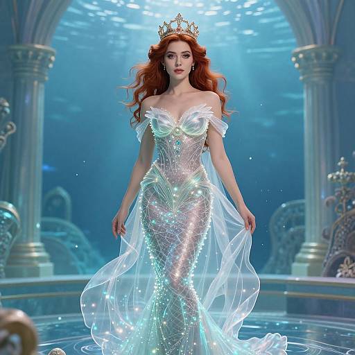 Elegant Mermaid in Magical Underwater Palace