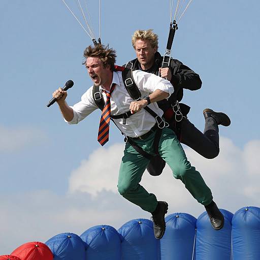 Dramatic Skyfall with Parachute Duo