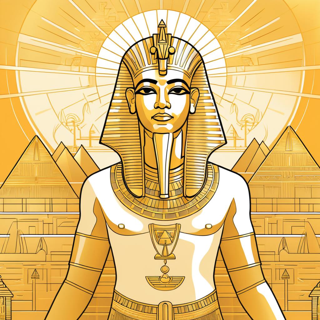 Ancient Egyptian Pharaoh Overseeing Pyramids