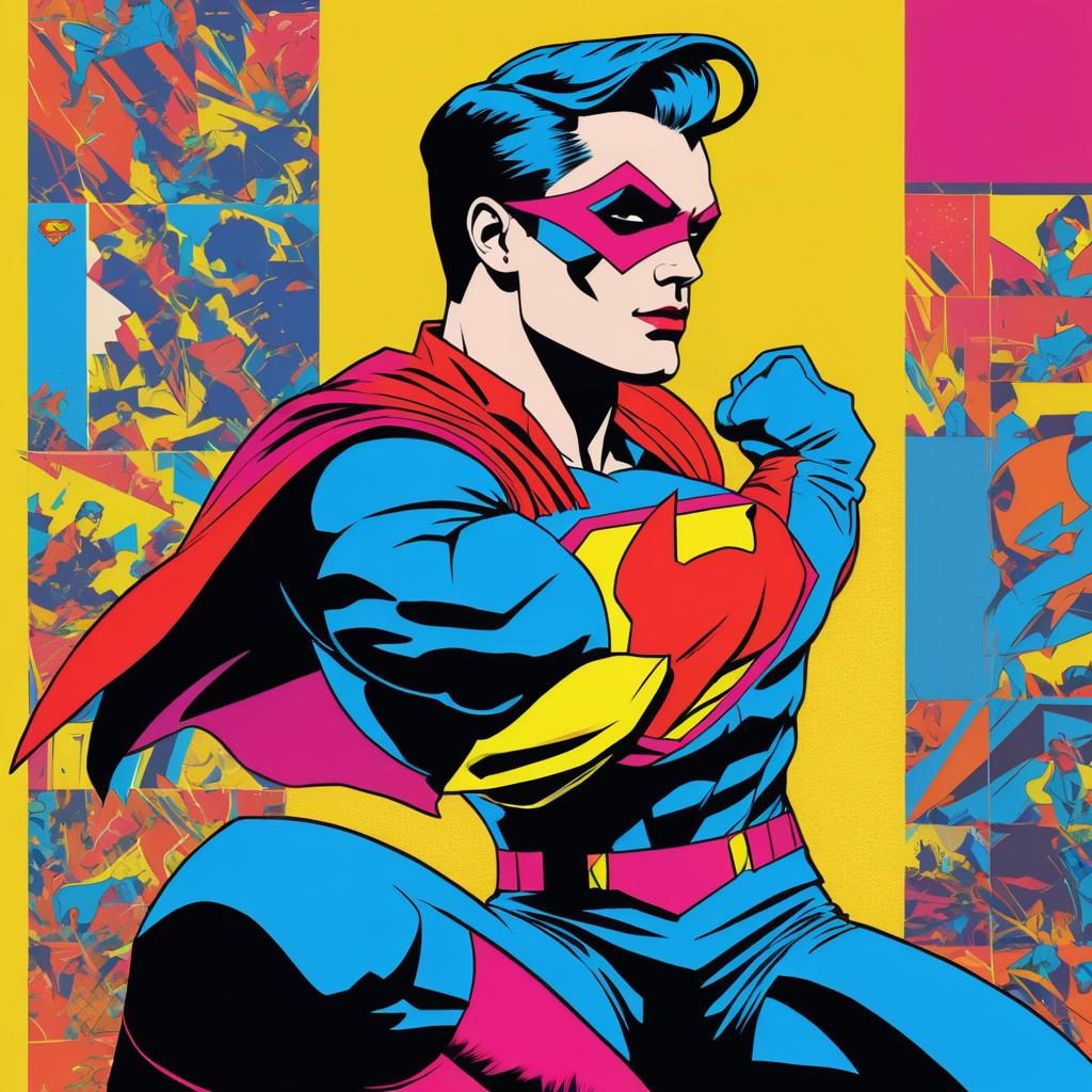 Pop Art Superhero in Dynamic Pose