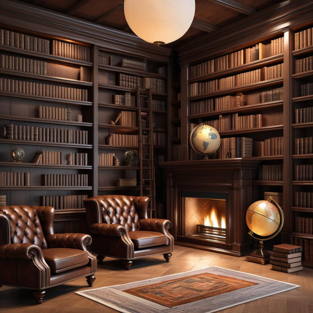 Cozy Library with Antique Charm