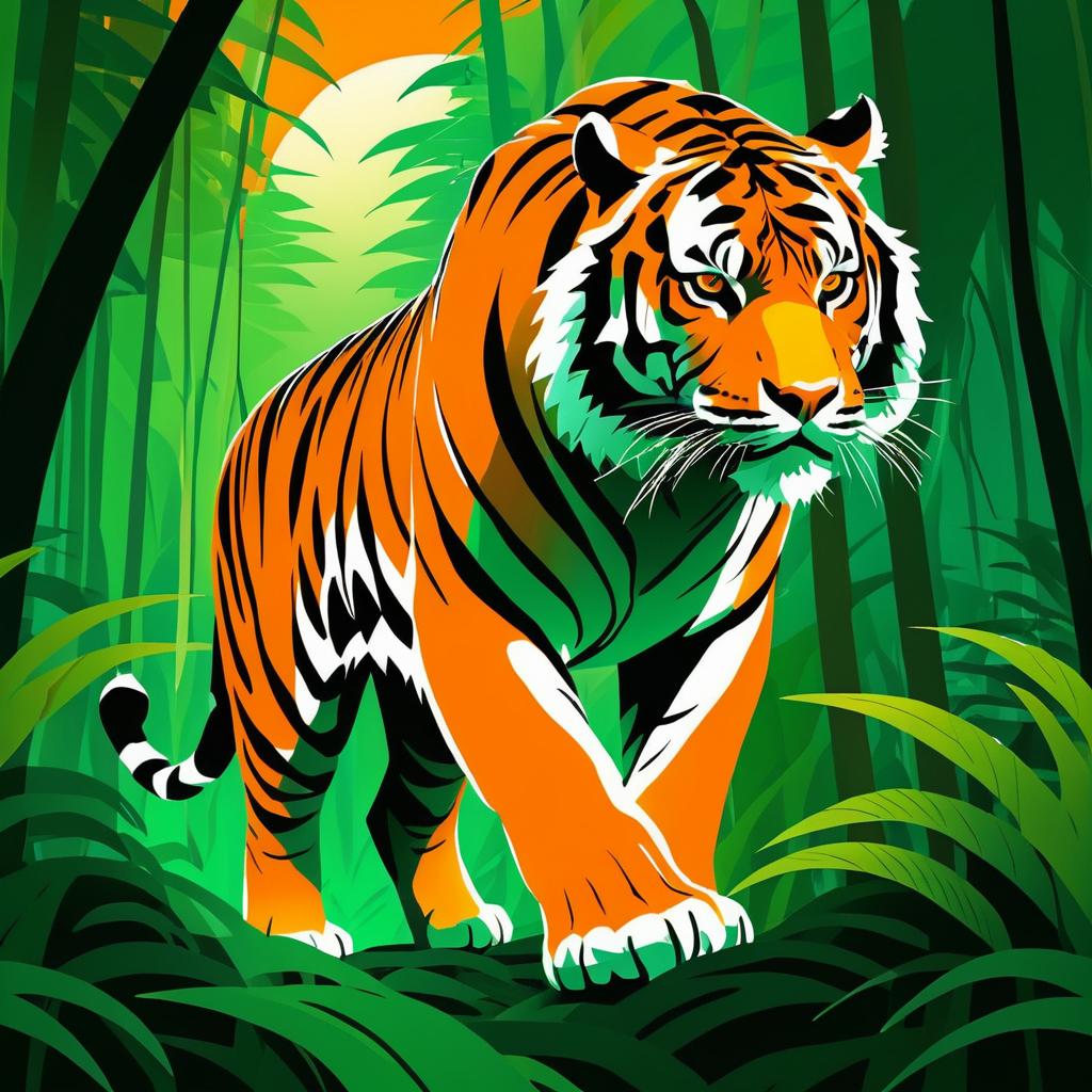 Majestic Tiger in Enchanted Jungle Scene