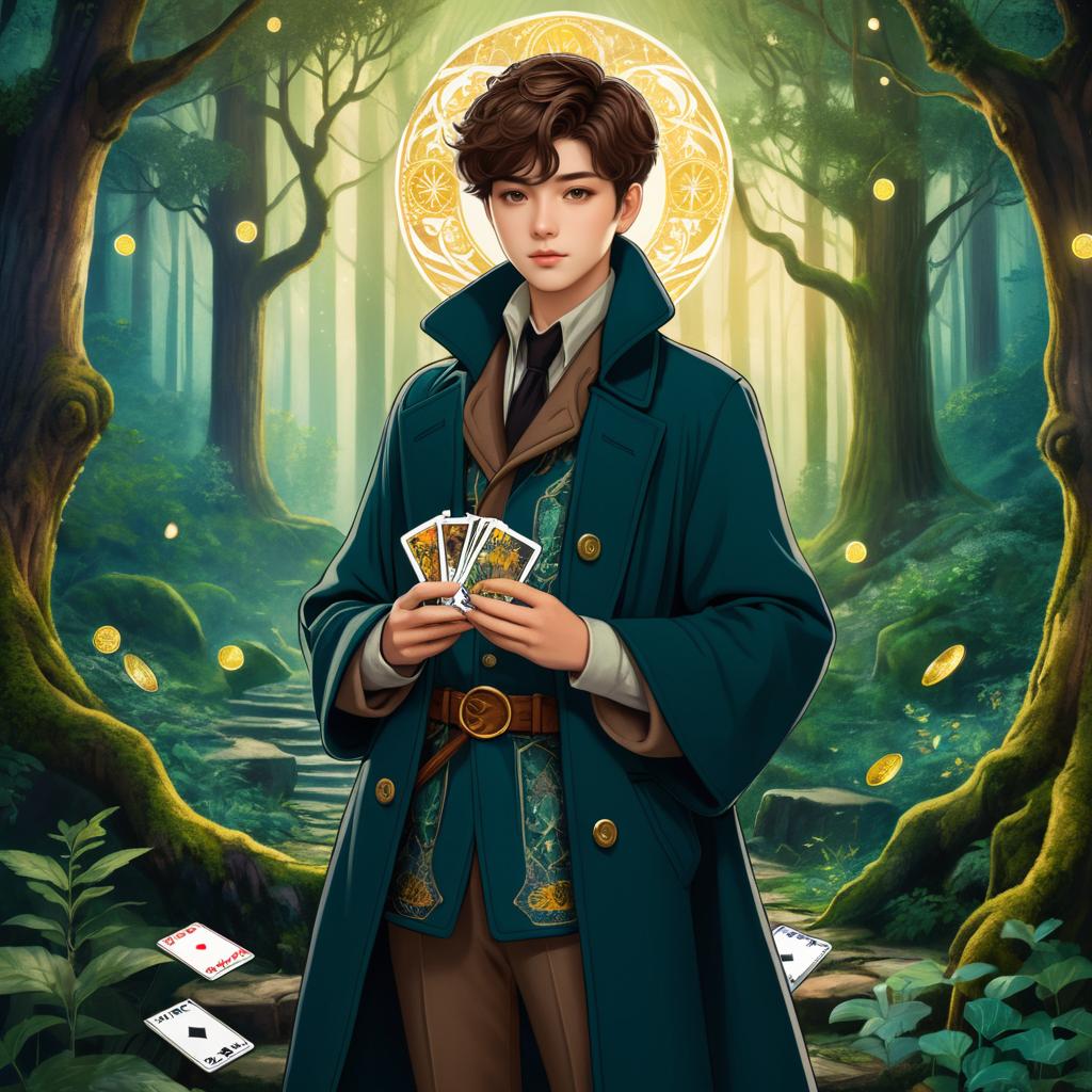 Charming Boy in Vintage Coat Illustration