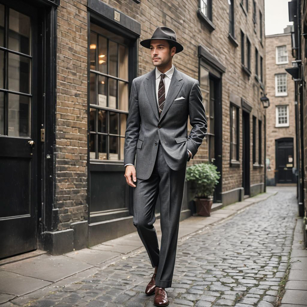 Vintage 1940s Fit Man in Charcoal Suit