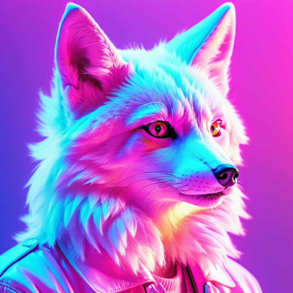 Retro Aesthetic Fox Profile in Pastel Hues