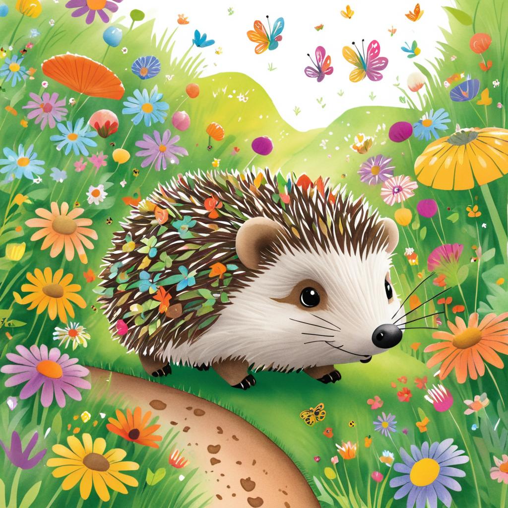 Adventurous Hedgehog in Vibrant Garden