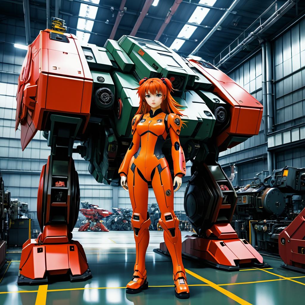 Asuka Langley in Mecha Hangar Scene