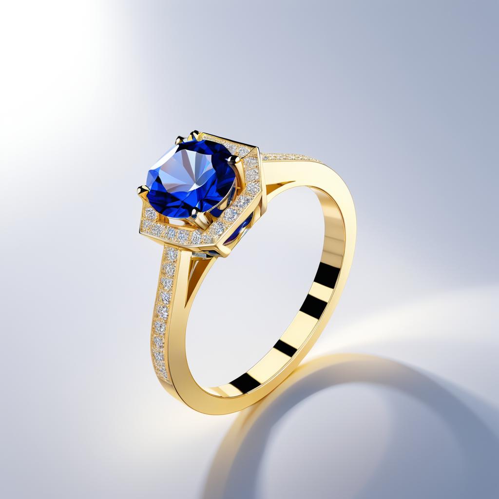 Cinematic Gold Sapphire Engagement Ring Shot