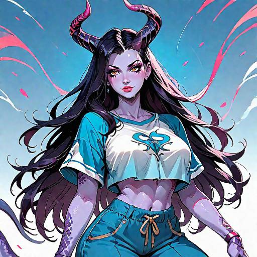 Beautiful Horned Monster Girl Street Fighter