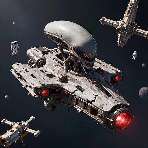 Enormous Alien Cruiser Near Space Station