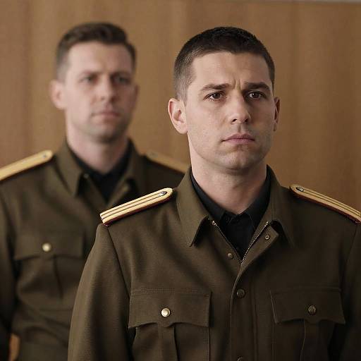 Two men in military uniforms indoors