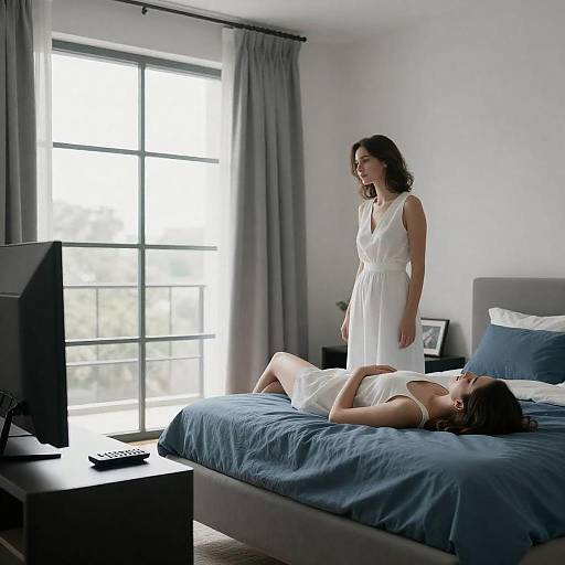 Modern Bedroom with Two Women