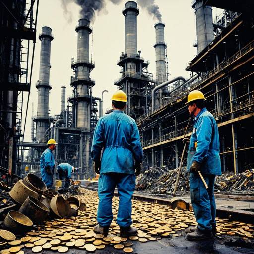 Industrial Workers at Polluted Oil Refinery