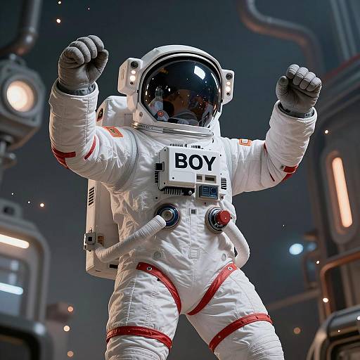 Dynamic Astronaut in Industrial Space Scene