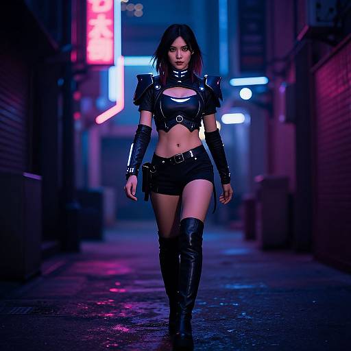 Cyberpunk Woman in Neon Ken Costume