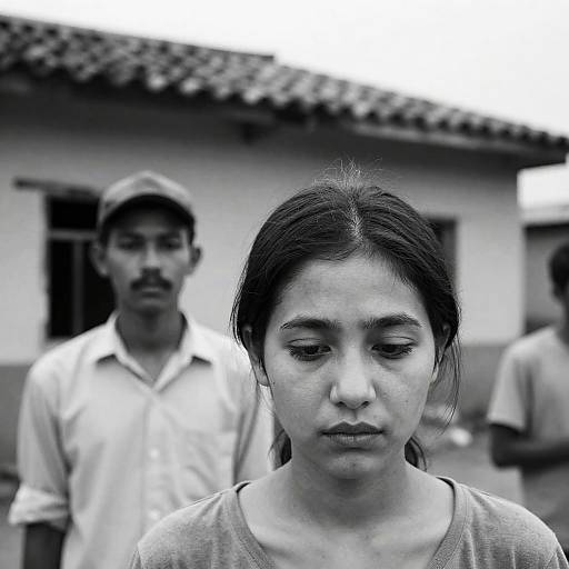 Somber Young Woman in Urban Ruins