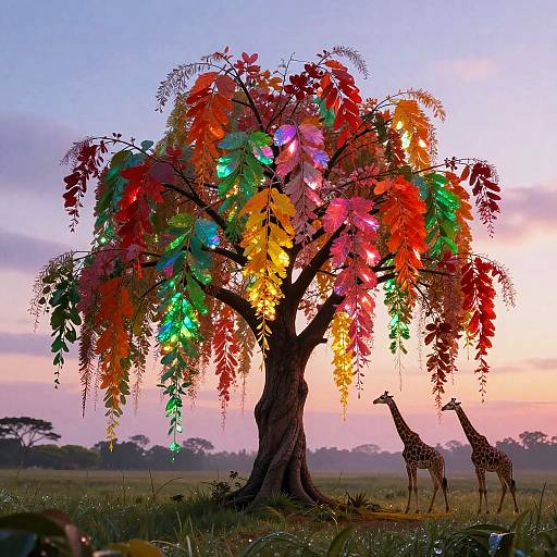 Iridescent Weeping Cherry Mystical Scene