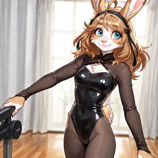 Vibrant Anthropomorphic Rabbit Ballet Art