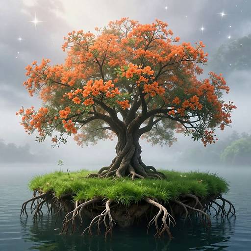 Majestic Trees on Floating Island
