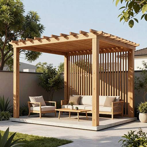 Minimalist Pergola in Serene Backyard