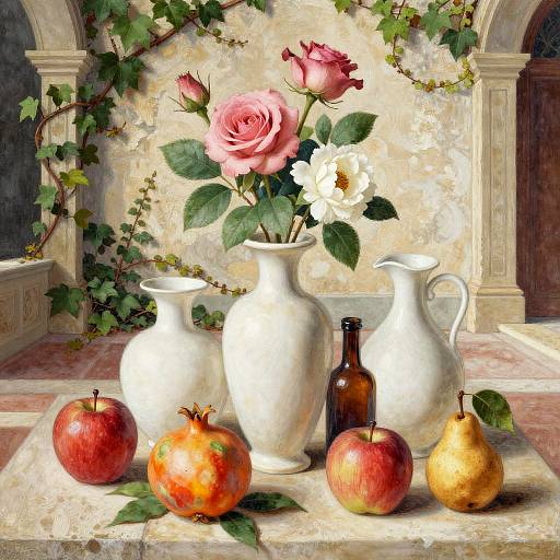 Renaissance Fresco Still Life Courtyard