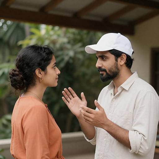 Candid Couple Under Wooden Canopy
