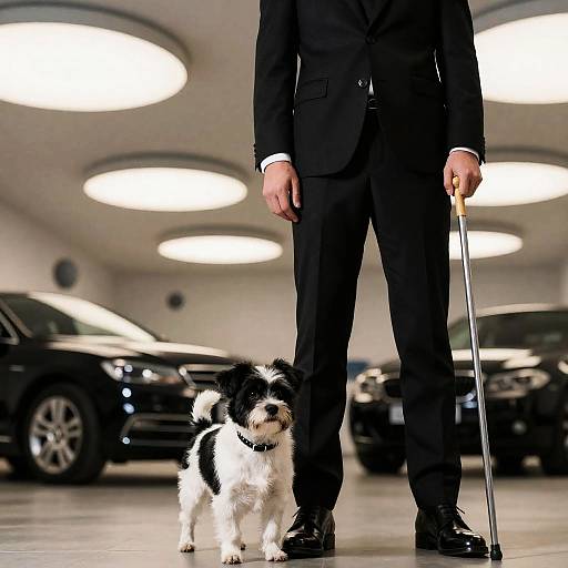 Elegant Man with Dog in Modern Interior