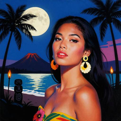 Vibrant Polynesian Pop Art Portrait