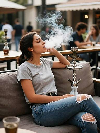 Candid Shisha Moment on Cozy Terrace