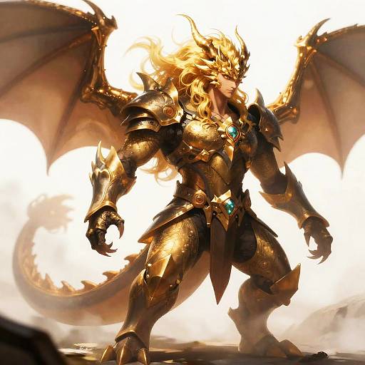 Majestic Dragon Rider with Golden Curls